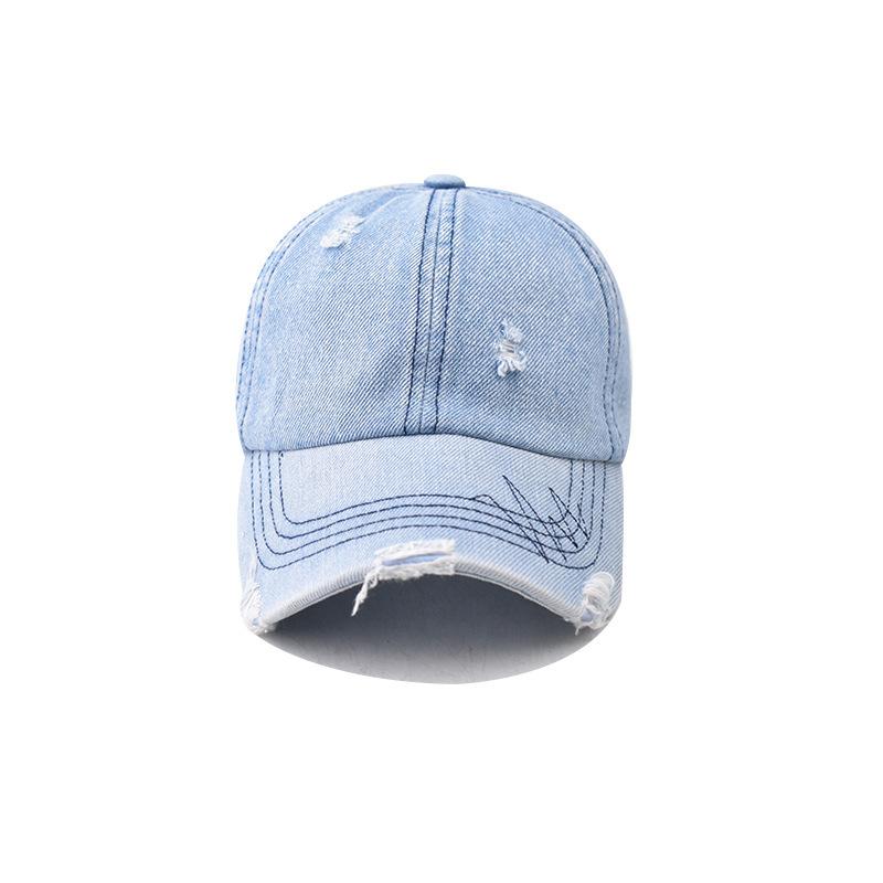 Couples Baseball Cap Hole Cap Version Sun Hat Hole Spring Autumn Wash Denim Woman's Hat Cap Hip Hop Fitted Cap