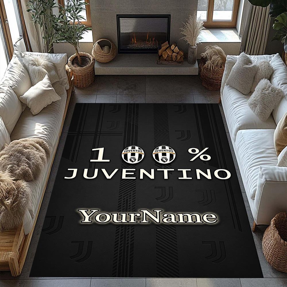 Juventus Customize Text Floor Rug Office Rug Suitable for Dormitory Entryway Outdoor Game Room Antislip Carpet Office Home Decor Gift for Festivals