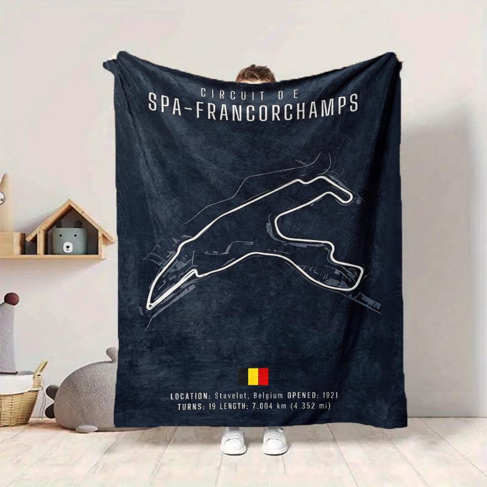 1Pc Spafrancorchamps Circuit Map Blanket Soft And Comfortable Casual Warm Camping Travel Christmas Halloween Xmas Gift M928136