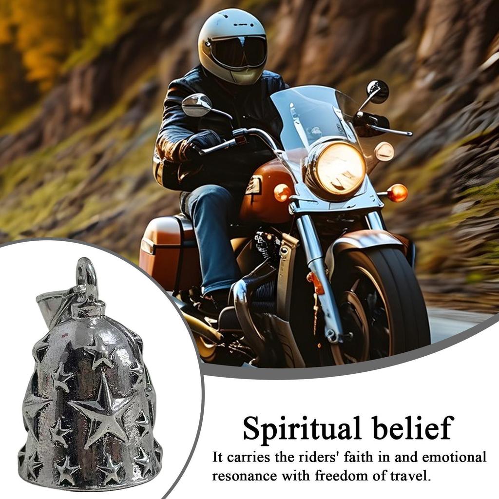 Motorcycle Bells For Men Alloy Embossed Star Sturdy Motorcycle Riding Bell Keychain Pendant For Urban-Commuting Weekend Touring