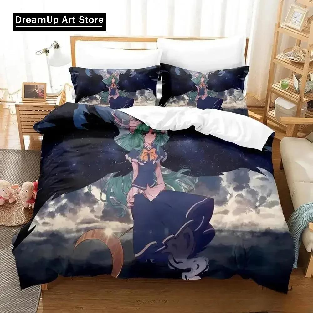 3D Baskı Anime Oyunu Touhou Projesi Yatak Takımı Yorgan Kılıfı Yatak Takımı Yorgan Kılıfı Yastık Kılıfı Yorgan King Queen Boy Erkek Çocuk Yetişkin