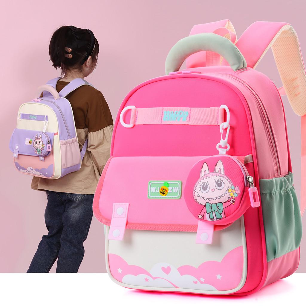 Color Spliced Printed Children Backpack Casual Outdoor Schoolbag Trendy