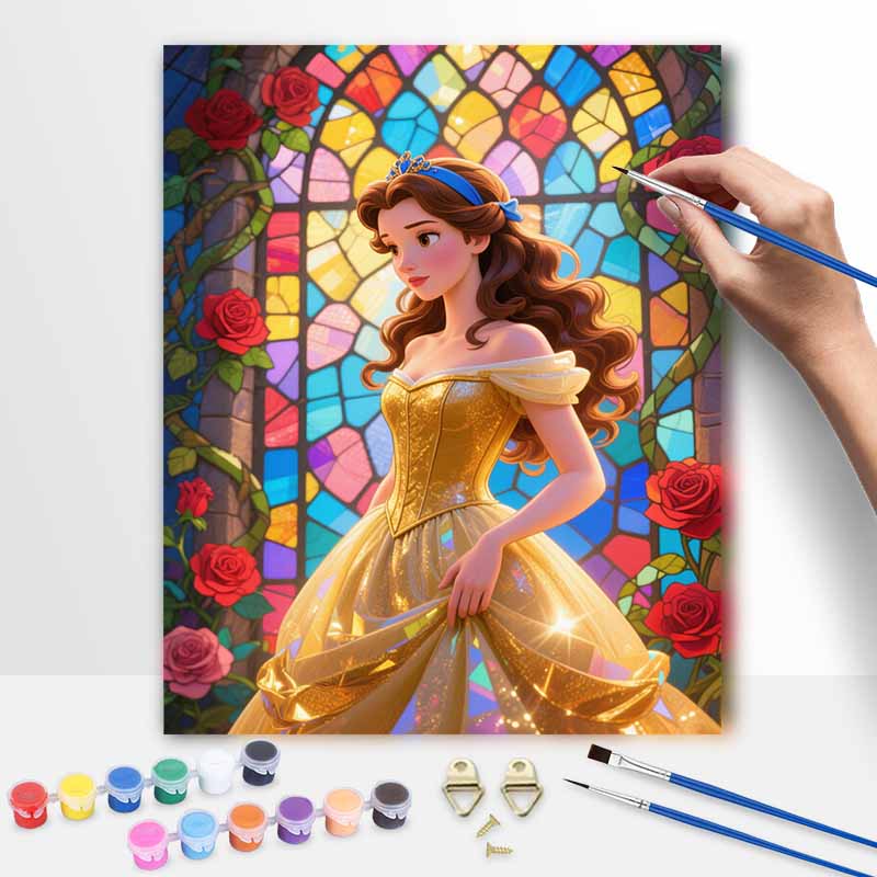 Disney princess Belle oil painting hand painting coloring painting handmade diy home decoration gift