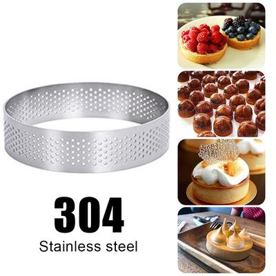 1 Stk. Tartelettring Edelstahl Tartelettform Kreisausstecher Kuchenring Hitzebeständig Perforiert Kuchen Mousse Formen Tarte Gebäck