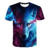 Summer Round Neck Animal Wolf Pattern 3D Print Top Fashionable Casual Short Sleeved Men's T-shirts
