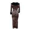 Women's Halter Split Long Dress with Stylish Fluffy Long Sleeve Print Two-piece Set