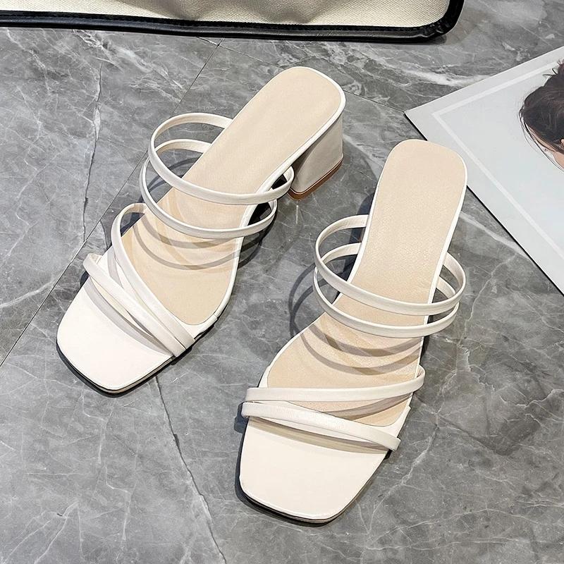 Ladies Sandalias Wedge Shoe  New Summer Casual Female Shoes Women High Heel Sandals Woman Square Heel Open Toe Ankle Strap
