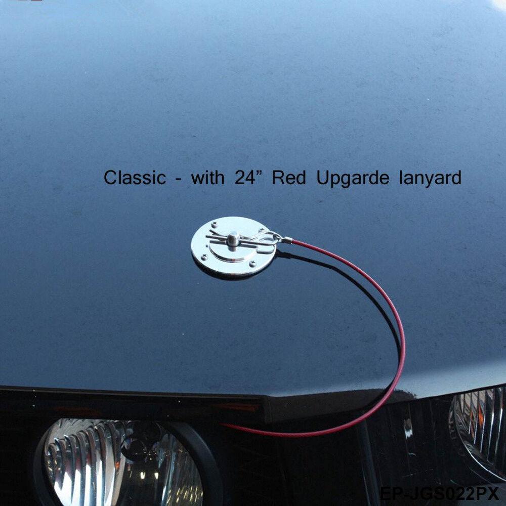 Muscle Car 3/16" Hair Pin Style Hood Pin Engine Lock Set w/ Lanyards 1/2" Studs