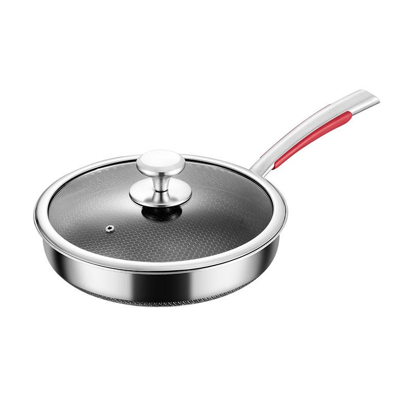 316L Stainless Steel Non-Stick Double-Sided Frying Pan for Eggs and Steak, Coating-Free, Flat-Bottom.