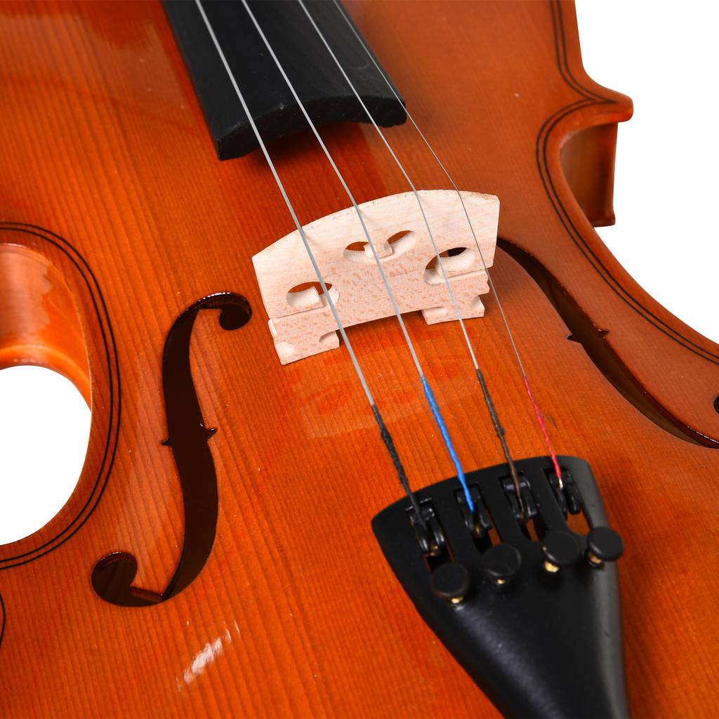 Full-Size 4/4 Violin with Case, Tuner, Shoulder Rest, Bow, Rosin, Spare Strings and Cloth