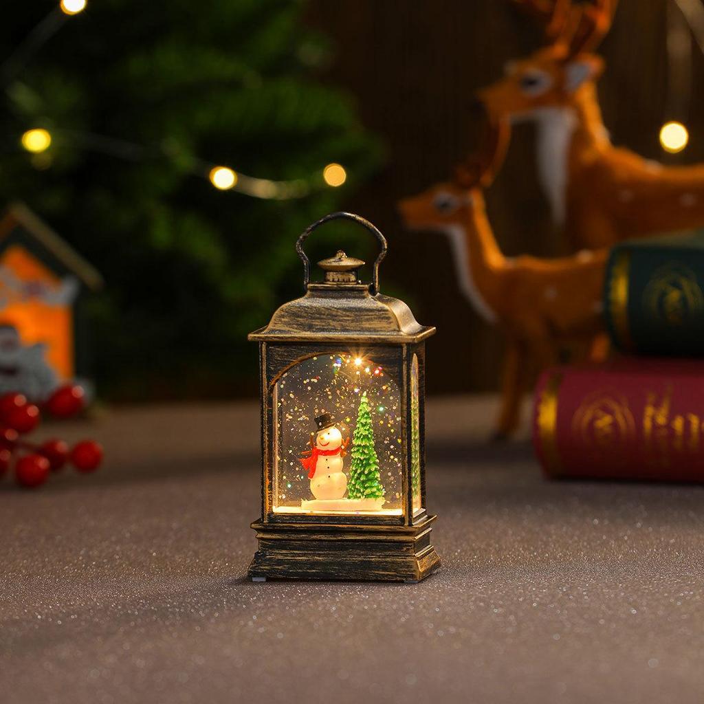 Christmas Water-Filled Lantern Night Light - Festive Desktop Ornament & Decoration Gift
