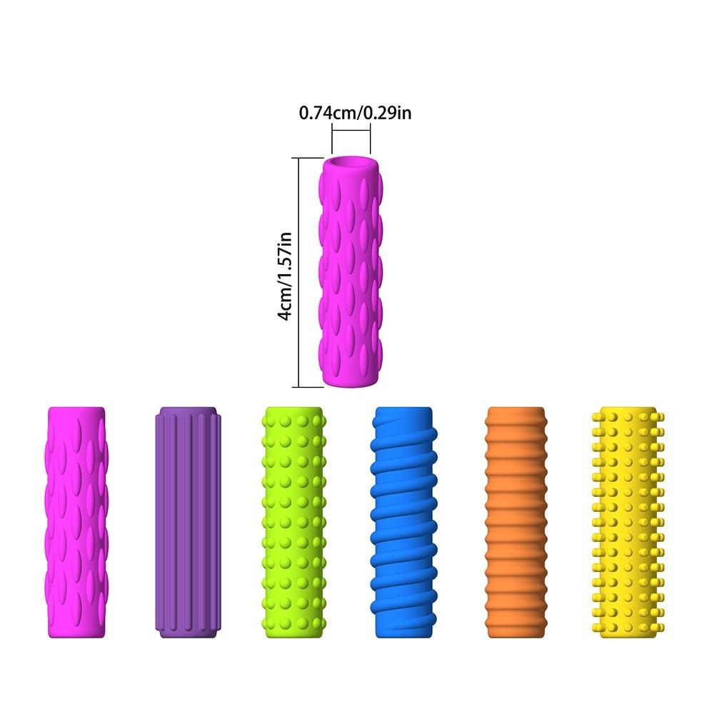 12PCS Ergonomic Writing Aid Pen Grips Textured Surface Reusable Stress Reducing Pen Sleeve Non-slip Soft Silicone