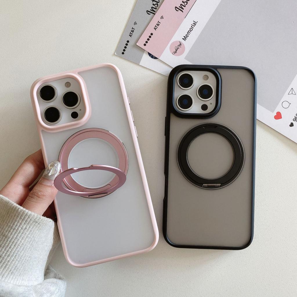 Suitable for Apple 16 Rotating Stand Phone Case, Magnetic Attraction IPhone15ProMax Matte Skin Feel Anti-drop Protective Case