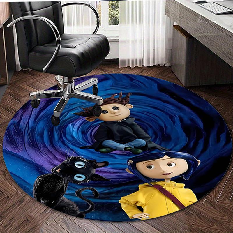 1pc Coraline Design Printed Area Round Carpet for Bedroom Living Room Home Decor Rugs Mat Non Slip Mat Rug for Bedside