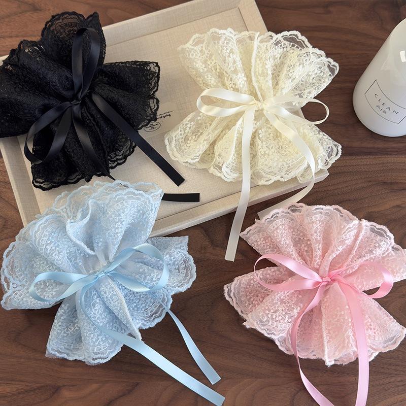 Lace Drawstring Hair Ring Women Big Size High-end Feel Versatile Sweet Hair Accessories