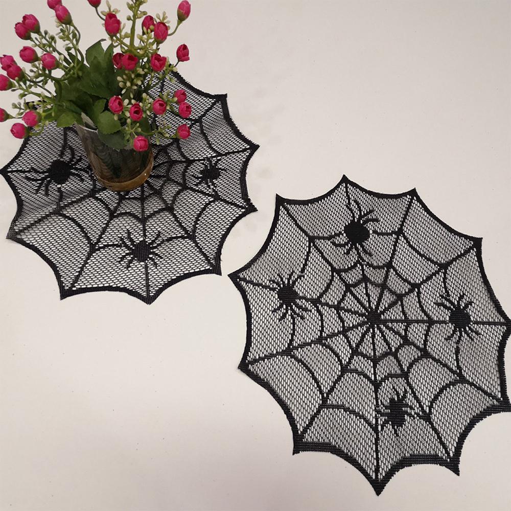 Runtowo 1pc Halloween Spider Web Placemats ,Heat Insulation Halloween Placemats ,Spider Web Table Mats for Halloween Table Decor