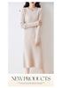Women's Thickened Long Wool Sweater Dress - Round Neck, Slim Fit, Mid-Length, Warm Knitwear for Autumn and Winter