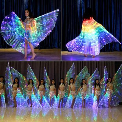 LED Isis Wings Belly Dance Wings Colorful LED Butterfly Wings with Telescopic Sticks Glowing Light Up Costume Performance
