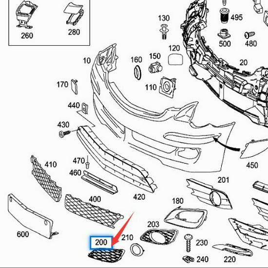 Mercedes-Benz W251 R350 Front Fog Light Trim Wind Mesh