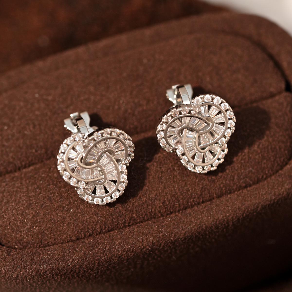 18K Gold Plated Zircon Round Earrings - French Retro Luxury Accessories for Women