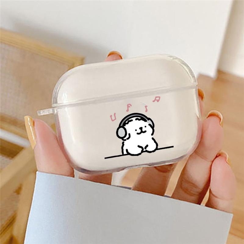 Earphone Case for AirPods 4 Pro3 Transparent Dog Puppy Cases for AirPods Pro2 3 4 1/2 Soft Silicone Protective Cover Box Cover