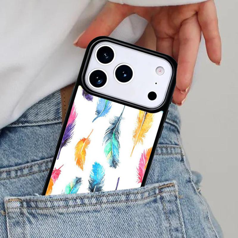 Feather Phone Case for iPhone 16e 15 14 13 12 17 Pro Max Plus Air 17pro Cover Coque