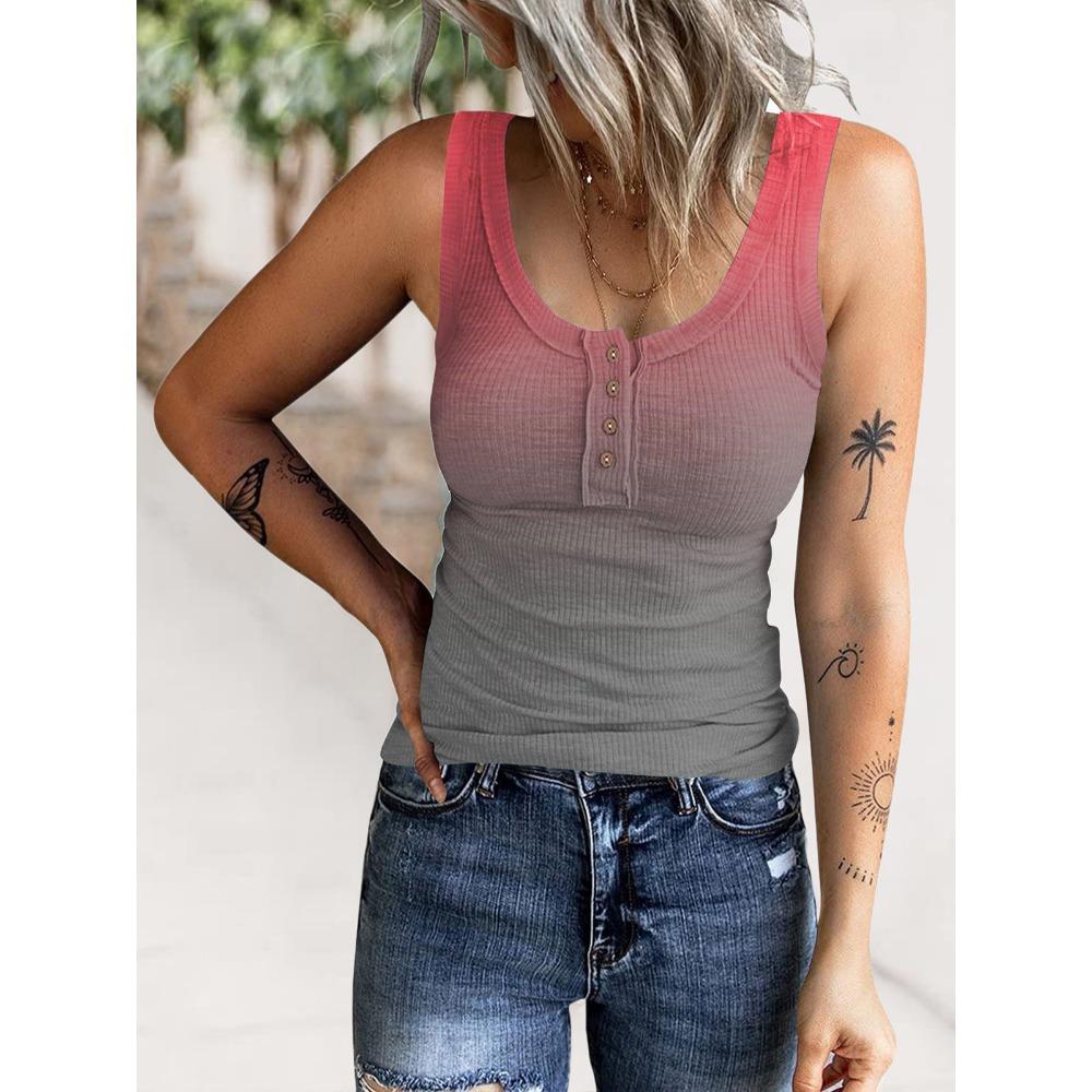 HNXC Women's Fashion Casual Summer Sleeveless U-Neck Blouses & Shirts