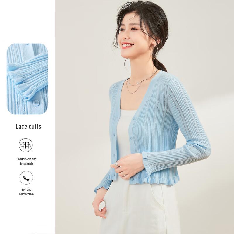 Women's Mulberry Silk Blend V-Neck Cardigan