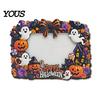 Seasonal Table Centerpieces Halloween Wooden Photo Frame, Cute Ghost Pumpkin Picture Vertical Display Stand Rustic Festive Holder for Holiday