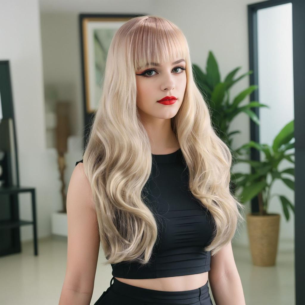 Fashionable Wig  Dyeable Parting Long Curly Wig  Big Waves  65cm Long Curly Hair Gradient Golden Hair Cap