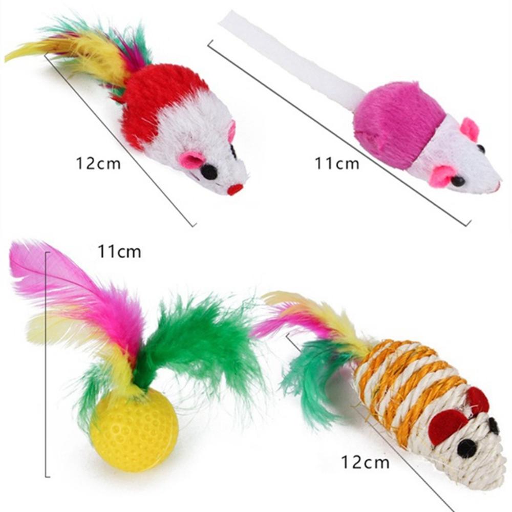 12/21PCS Teaser Interactive Pet Bulk Toy Collapsible Tunnel Cat Toys Set Feather Balls Stick Mouse