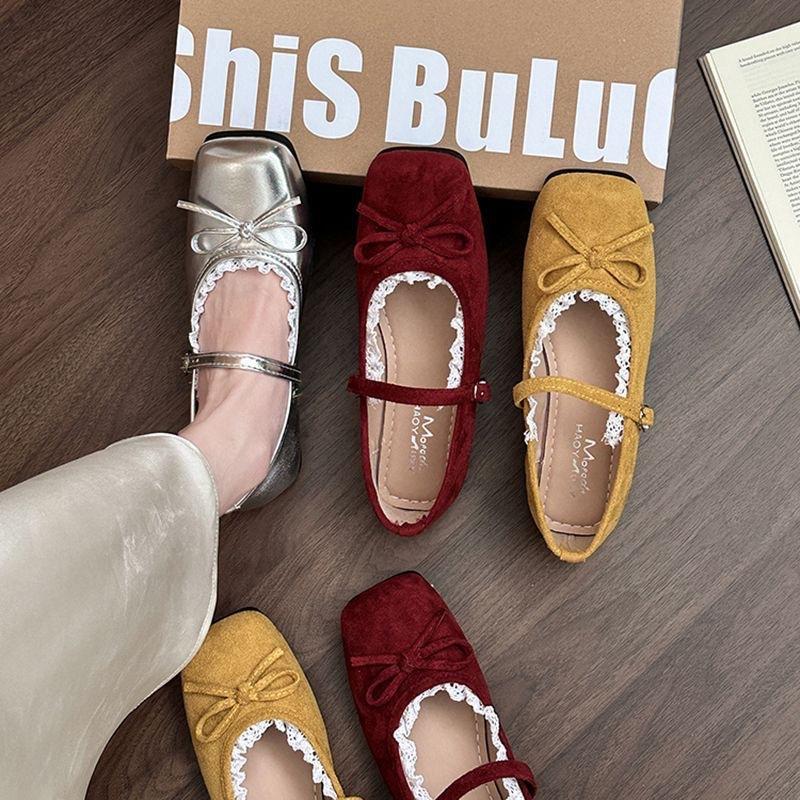 With skirt versatile soft sole comfortable ballet shoes summer Japanese fairy style bow Mary Jane single shoes