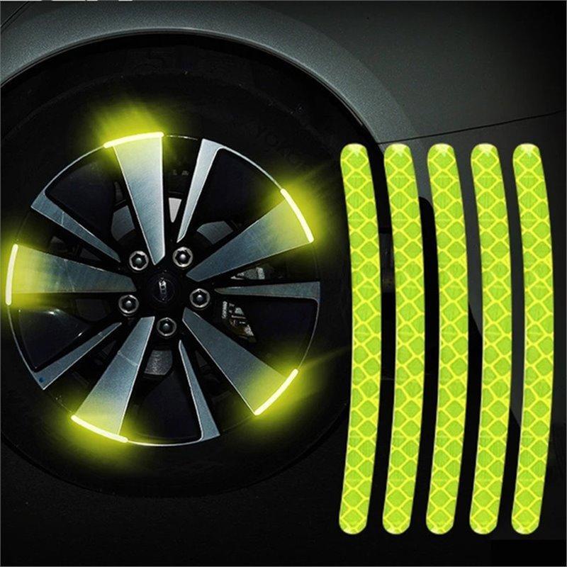 Self-adhesive Car Tire Reflective Stripes 20PCS Waterproof Night Warning Stickers for Wheel Hub Safety Driving