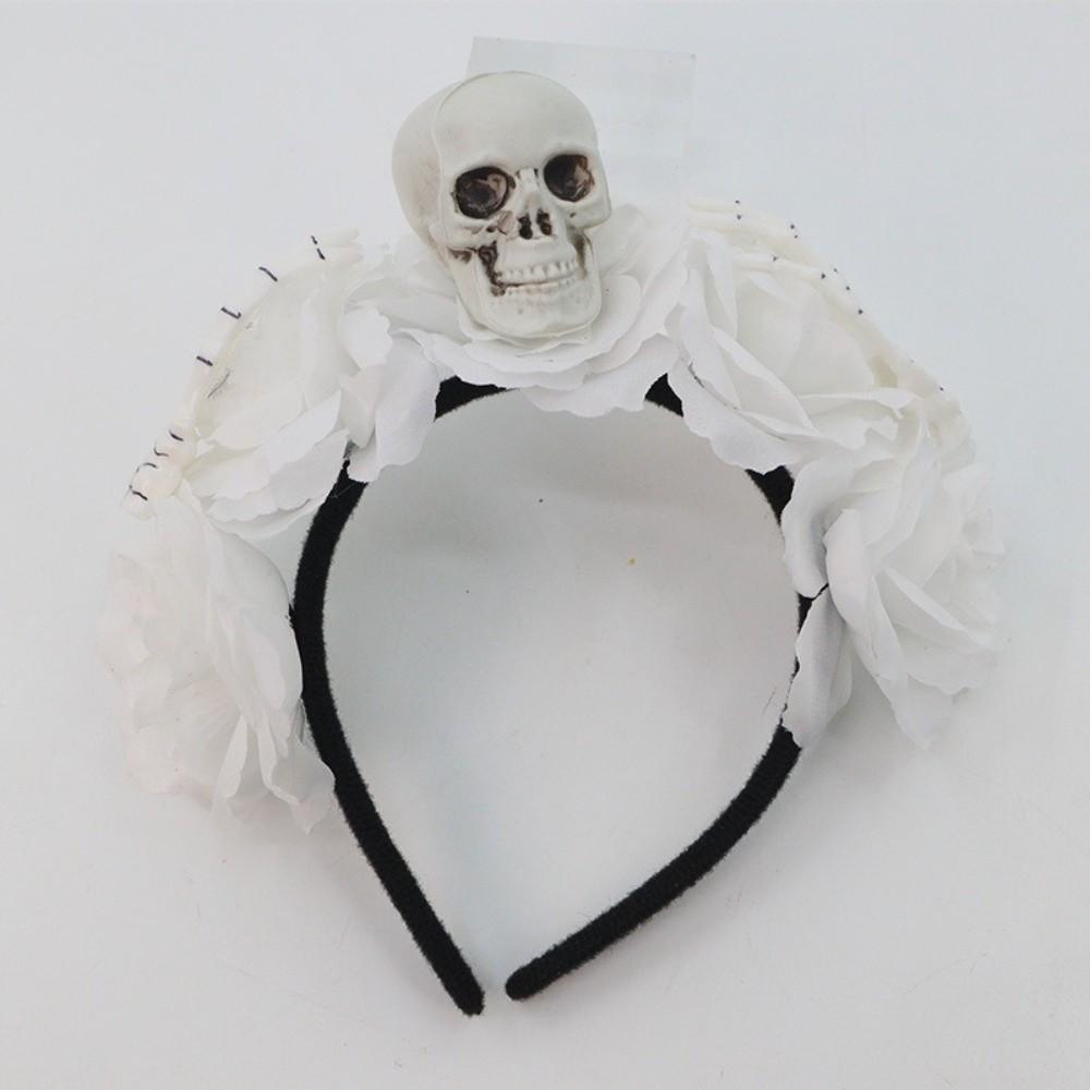 Halloween Decor Skull Head Headband Simulation Flower Gothic Flower Hairband  Photography Props