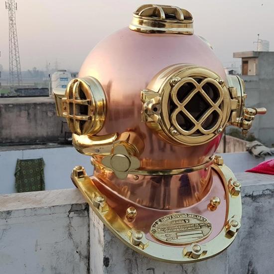 45.72 Cm Boston Scuba Diving Helmet US Navy Mark V Deep Sea Diving Divers Helmet Copper Brass Diving Helmet Gift