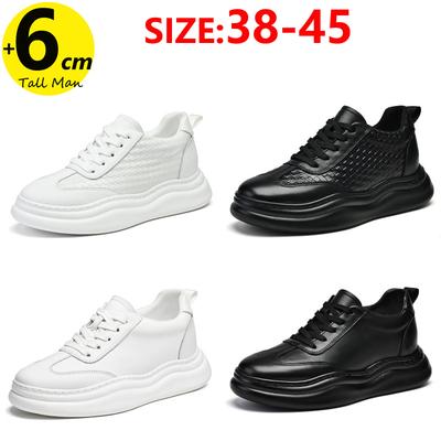 Man  Lift Sneakers Men White Shoes Elevator Height Increase Insole 6cm Plus Size 38-45