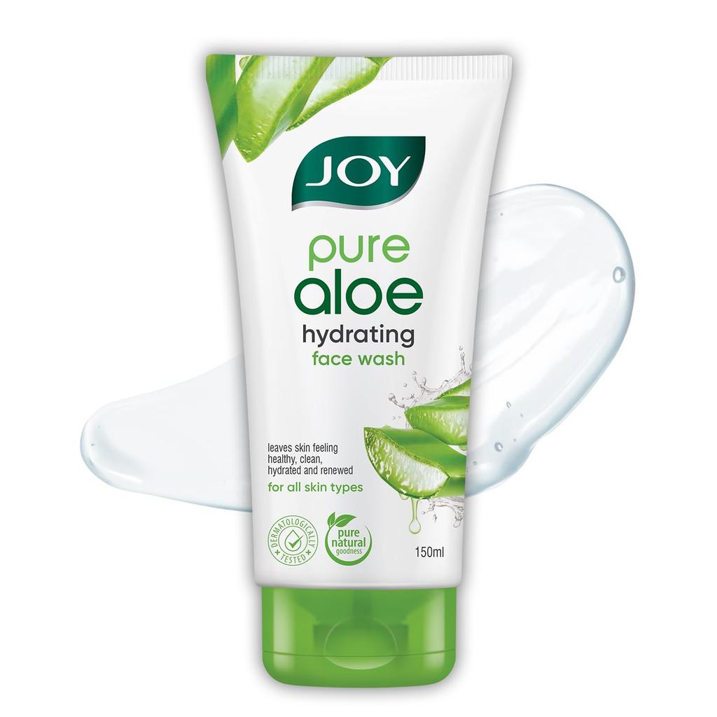 JOY Hydrating Aloe Vera Face Wash For Summers 150ml Non Drying Cooling Gel Cleanser Removes Dirt Controls Oil For Men And Women