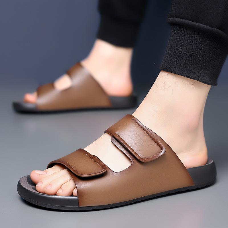 Men's Summer Outdoor Non-Slip One-Strap Casual Sandals with Thick and Soft Shock-Absorbing Sole
