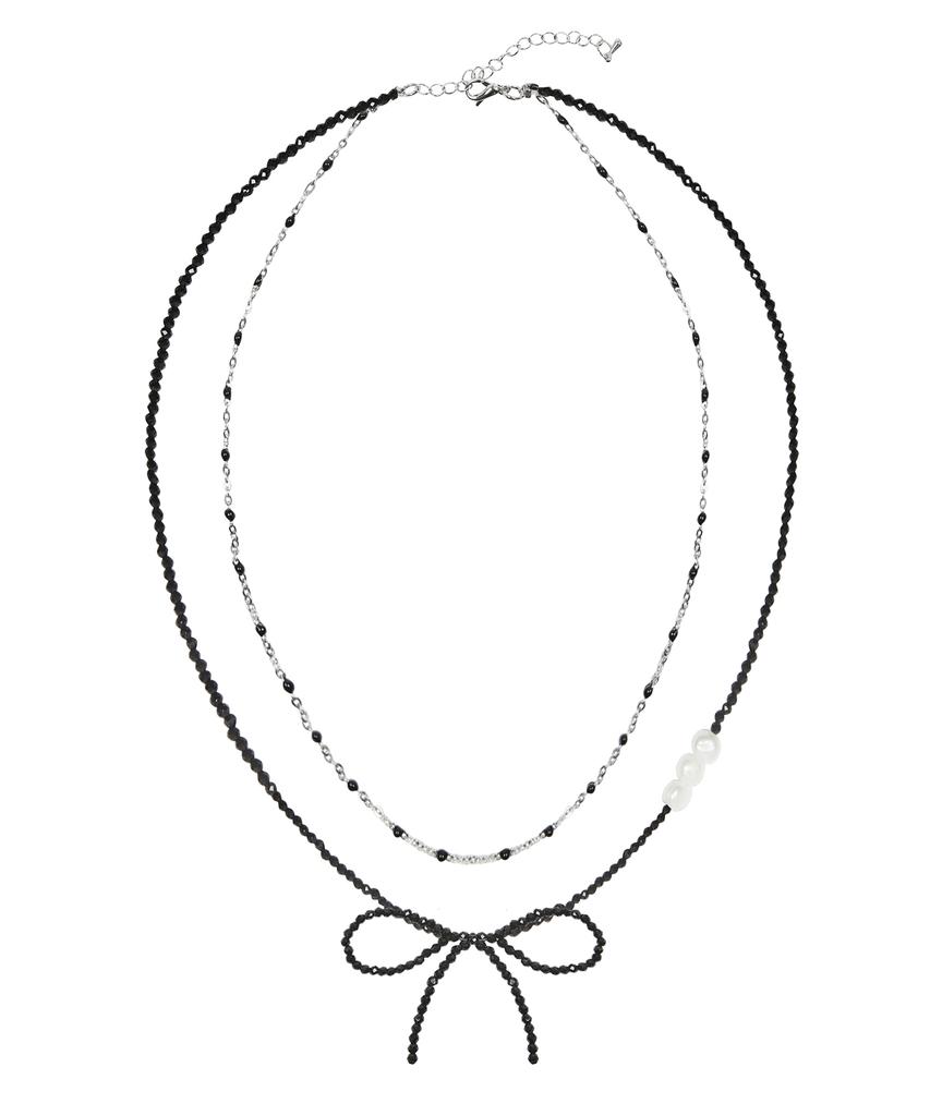 Luvistrue Nm Ribbon Beads Choker(Black)