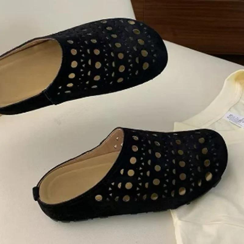 Fashion Hollow Women Flats Slippers Designer Mules Shoes Woman Sandals Fashion Slides 2025 Summer New Brand Flip Flops Home Slippers