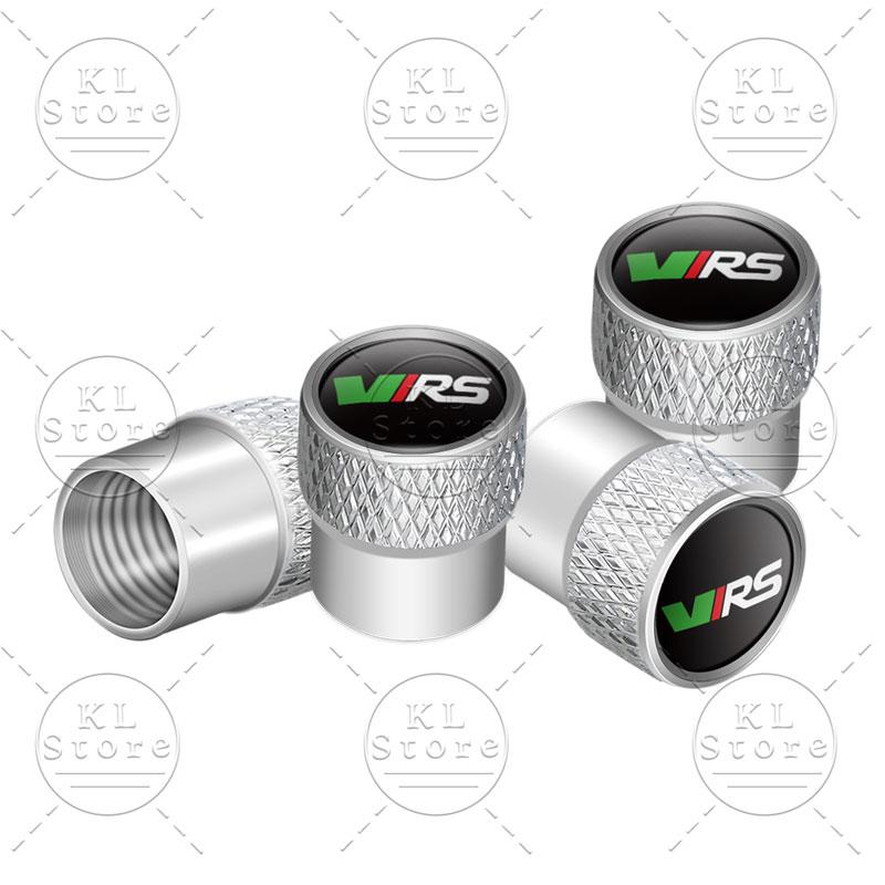 VJDX3 4 Stück VRS Emblem Auto Rad Reifen Ventil Luftventilkappen Staubdichte Abdeckung Dekoration Für Skoda Octavia 1 2 3 Fabia Rapid Superb Kodiaq