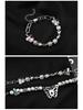 Urban Hip Hop Pearl & Crystal Reflective Stainless Steel Necklace - Titanium Clavicle Chain for Couples