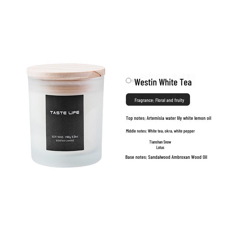 BYME Transparent Glass Soy Wax Candle with Wood Lid - Smokeless Aroma Gift