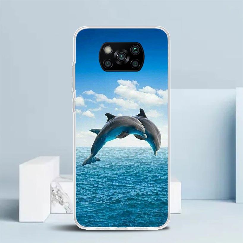 Ocean Animal Cute Dolphin Phone Case For Xiaomi Poco F7 Ultra X5 X6 X7 Pro M7 Redmi 15C 15 13C 13 12C 12 10C 10 10A 9 9C 9A 9T C