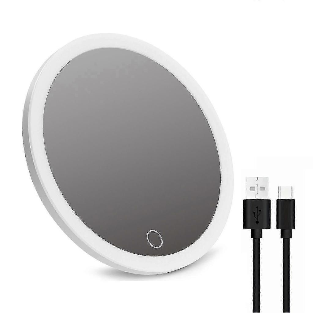 Portable Rechargeable Magnifying Mirror with 3-Color LED Light Suction Cup base of operations Dimmable Ideal for Travel and Makeup Use Men Women