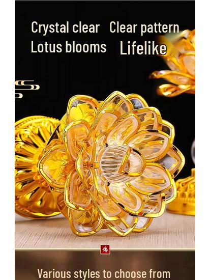 Seven-Color LED Rechargeable Buddha Offering Lamp - Lotus Design for Home and Guanyin Devotion.