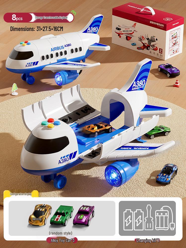 Kids' Transforming Helicopter and Fire Truck Toy Set with Small Airplane and Car