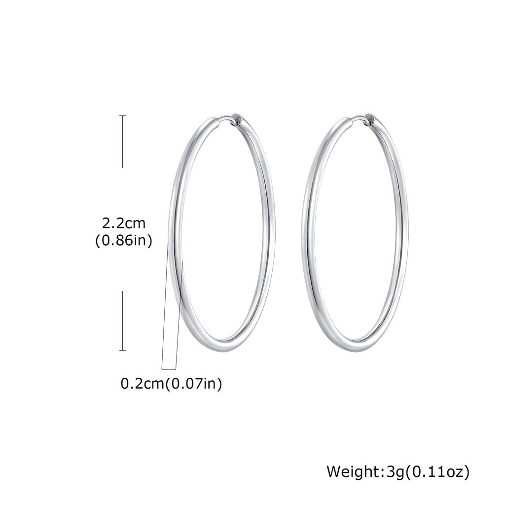 Wind stainless steel geometric large plain ring earrings plated with 18k gold simple earrings women's multi-specification 2mm, 4mm