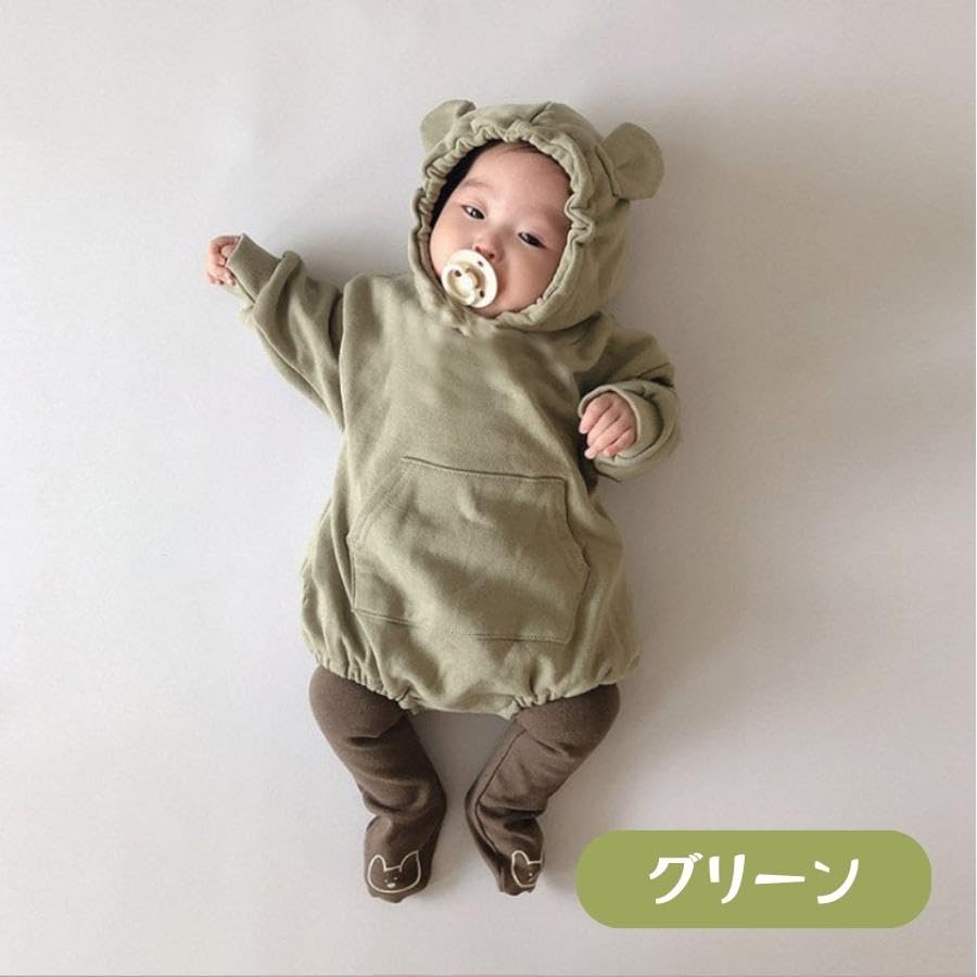 EnDast Baby Long Bear Animal Stylish 90cm Romper, Sleeves, Hooded, Ears, Kigurumi, Halloween, Coverall, Children's Clothing, Spring, Autumn, Winter,
