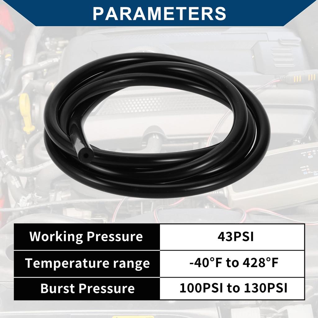 Hihaha Silicone Vacuum Tube Hose for Automobile Vacuum Line High Temperature 5.5ft 1/8" 3.0mm Inner Diameter 3.5mm Thickness 1pc Black